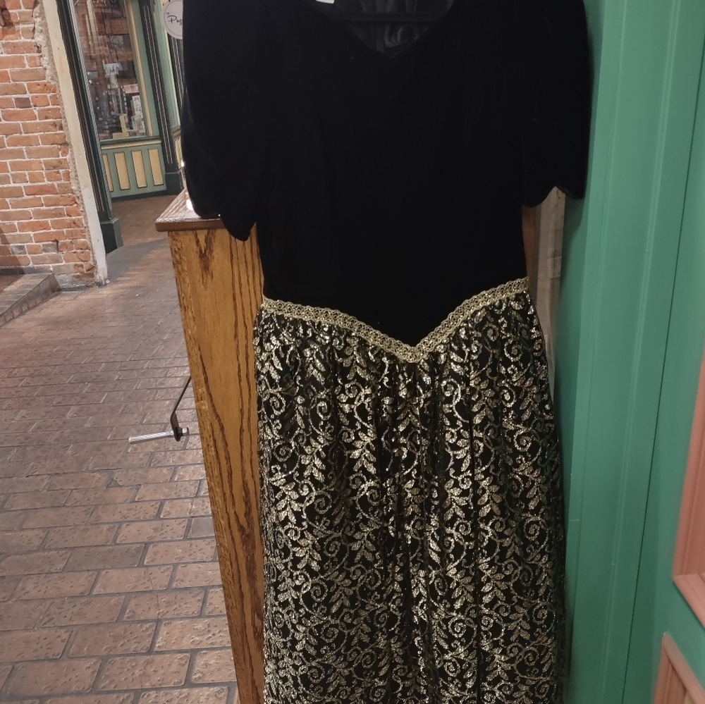 Vintage 80s Scott McClintock Prom Evening Formal Dress Velvet Cocktail Black 10 - Picture 10 of 12